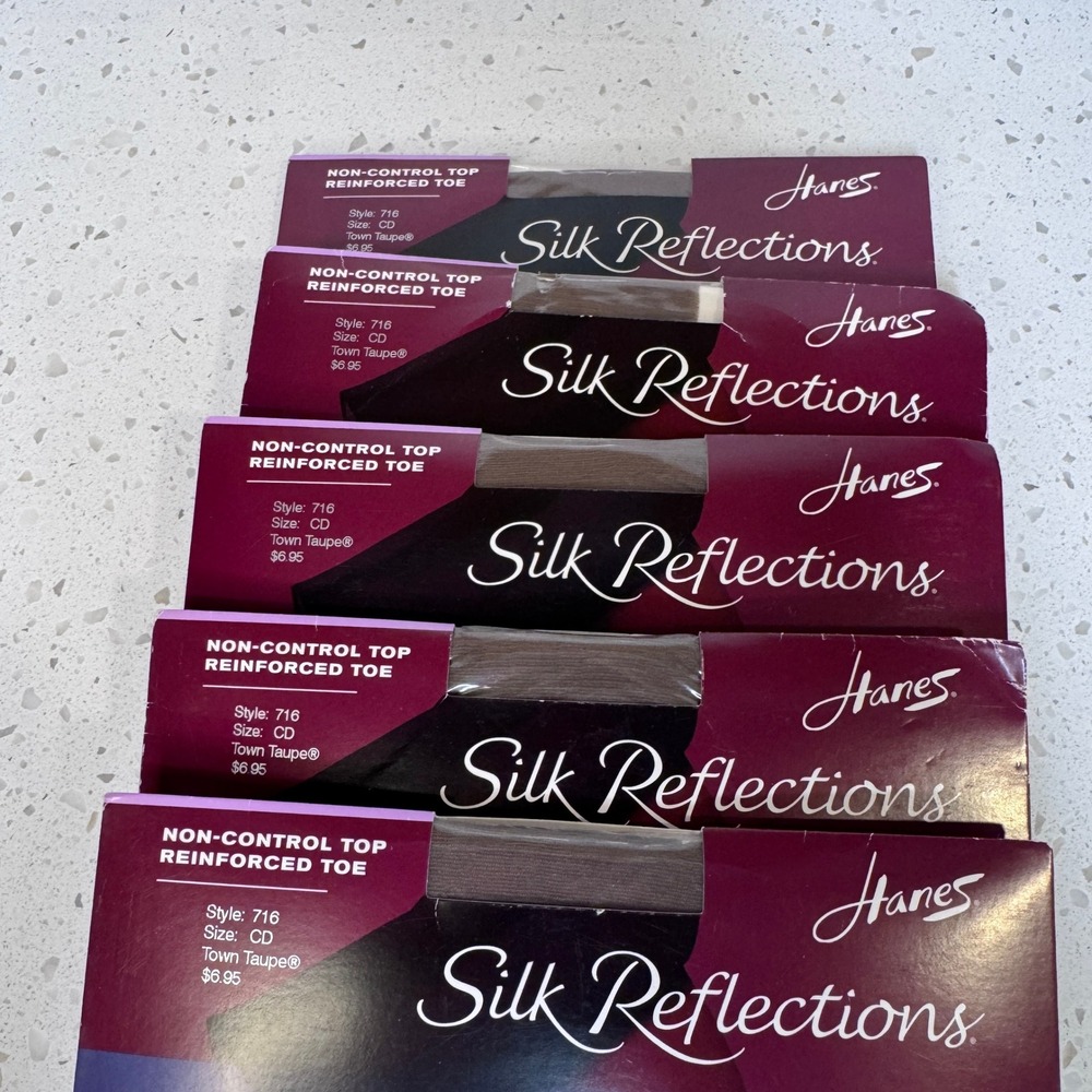 Hanes Silk Reflections 5pk Silky‎ Sheer Pantyhose Town Taupe Size CD Style 716 - Picture 2 of 7